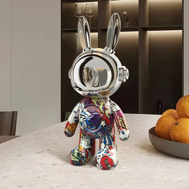 Lapin robot résine fond blanc présentation e-commerce