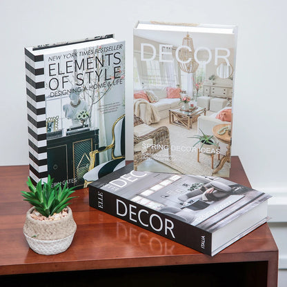 Lot de 3 Faux Livres Décoratifs – Accessoire Déco Table Basse Étagère Salon