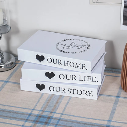 Lot de 3 Faux Livres Décoratifs – Accessoire Déco Table Basse Étagère Salon