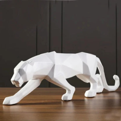 Panthère blanche low-poly grand format 44cm déco intérieur design