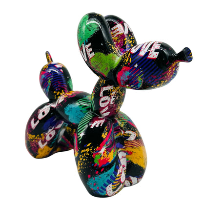Chien ballon LOVE résine bleu pop art cadeau original déco