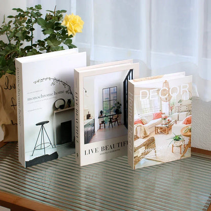 Lot de 3 Faux Livres Décoratifs – Accessoire Déco Table Basse Étagère Salon