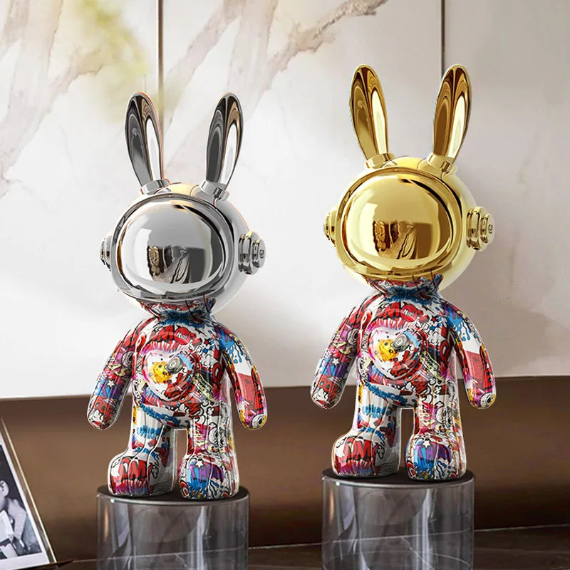 Lapin robot Masai résine art toy déco bureau étagère