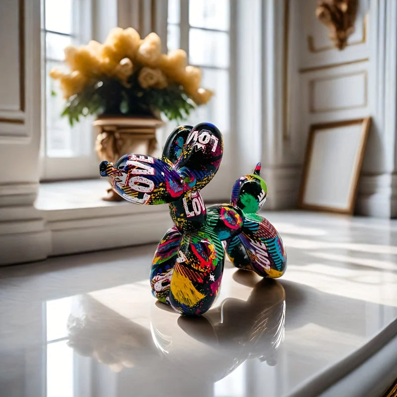 Sculpture Balloon Dog LOVE résine rouge pop art déco salon