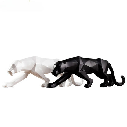 Sculpture panthère léopard noire géométrique grand format 44cm déco
