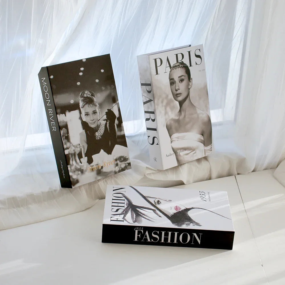 Set 3 livres décoratifs neutres accessoire photo prop intérieur