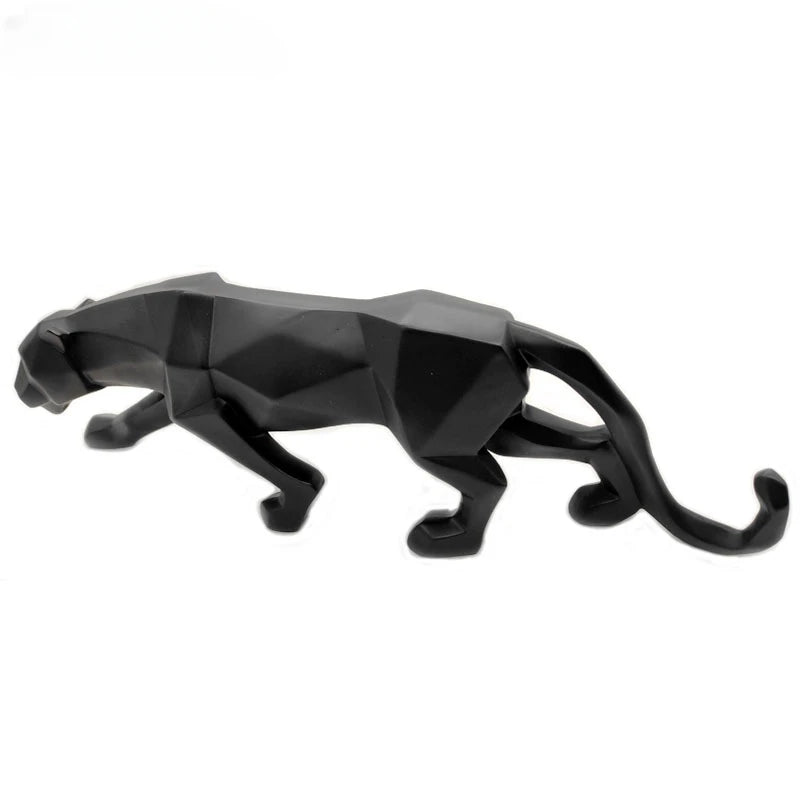 Panthère noire low-poly résine petit format 26cm déco bureau