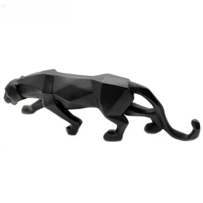 Panthère noire low-poly résine petit format 26cm déco bureau