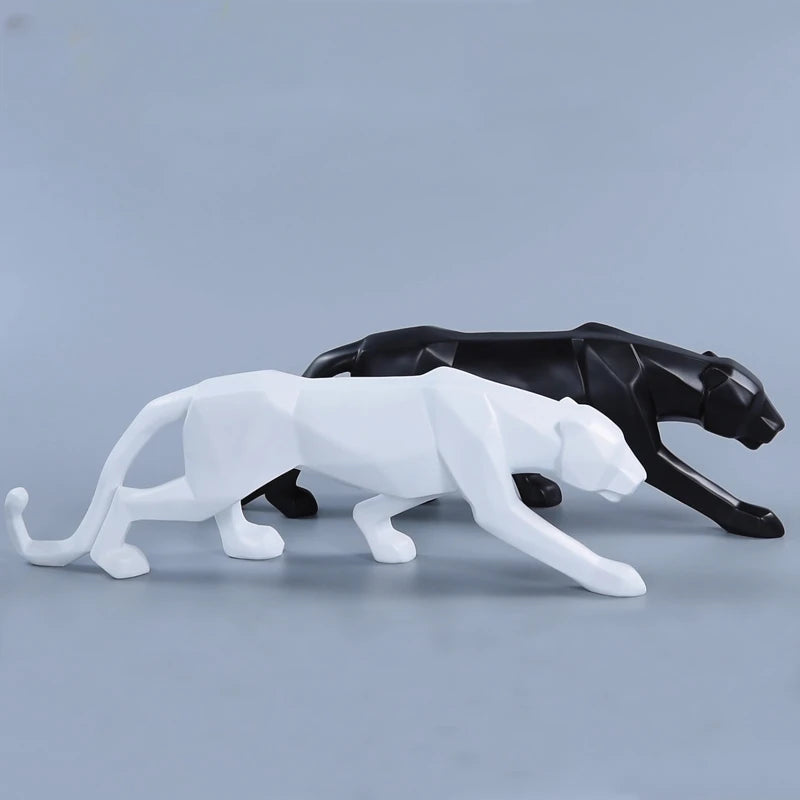 Panthère or grand format 44cm résine low-poly déco luxe salon
