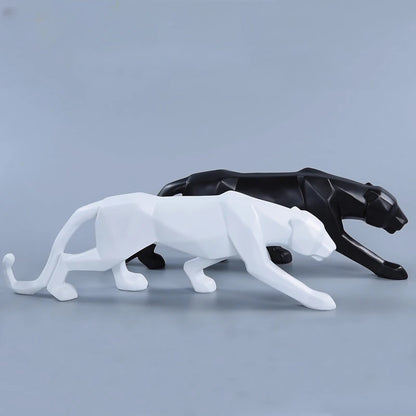 Panthère or grand format 44cm résine low-poly déco luxe salon