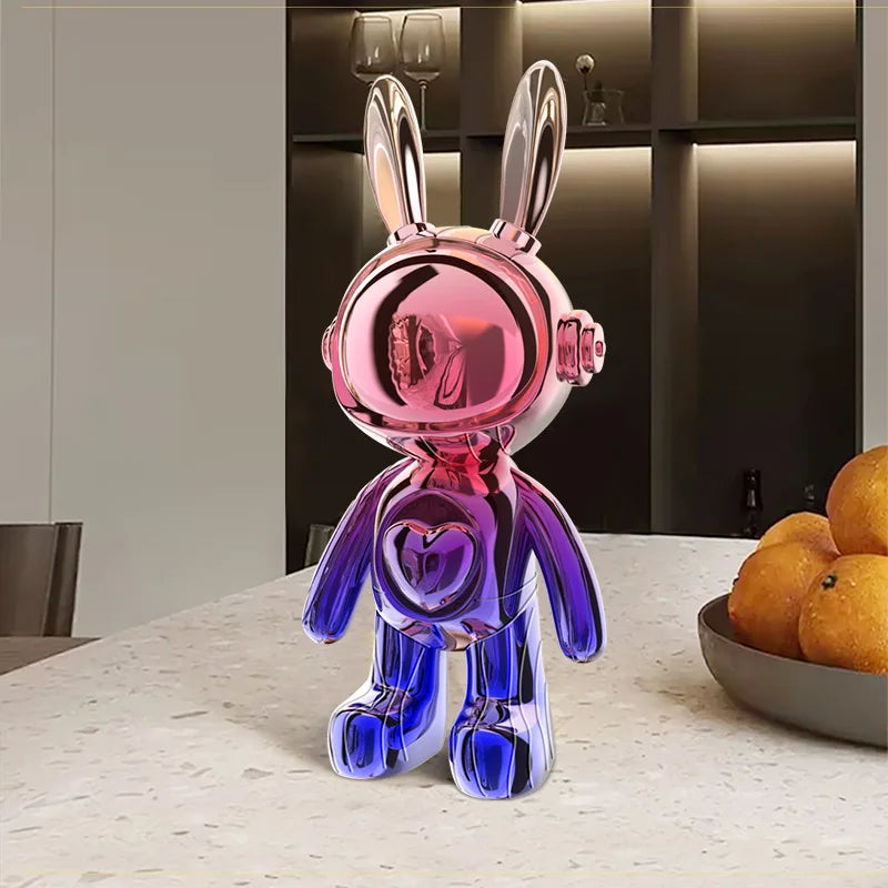 Lapin robot or étoilé résine art toy collector déco design