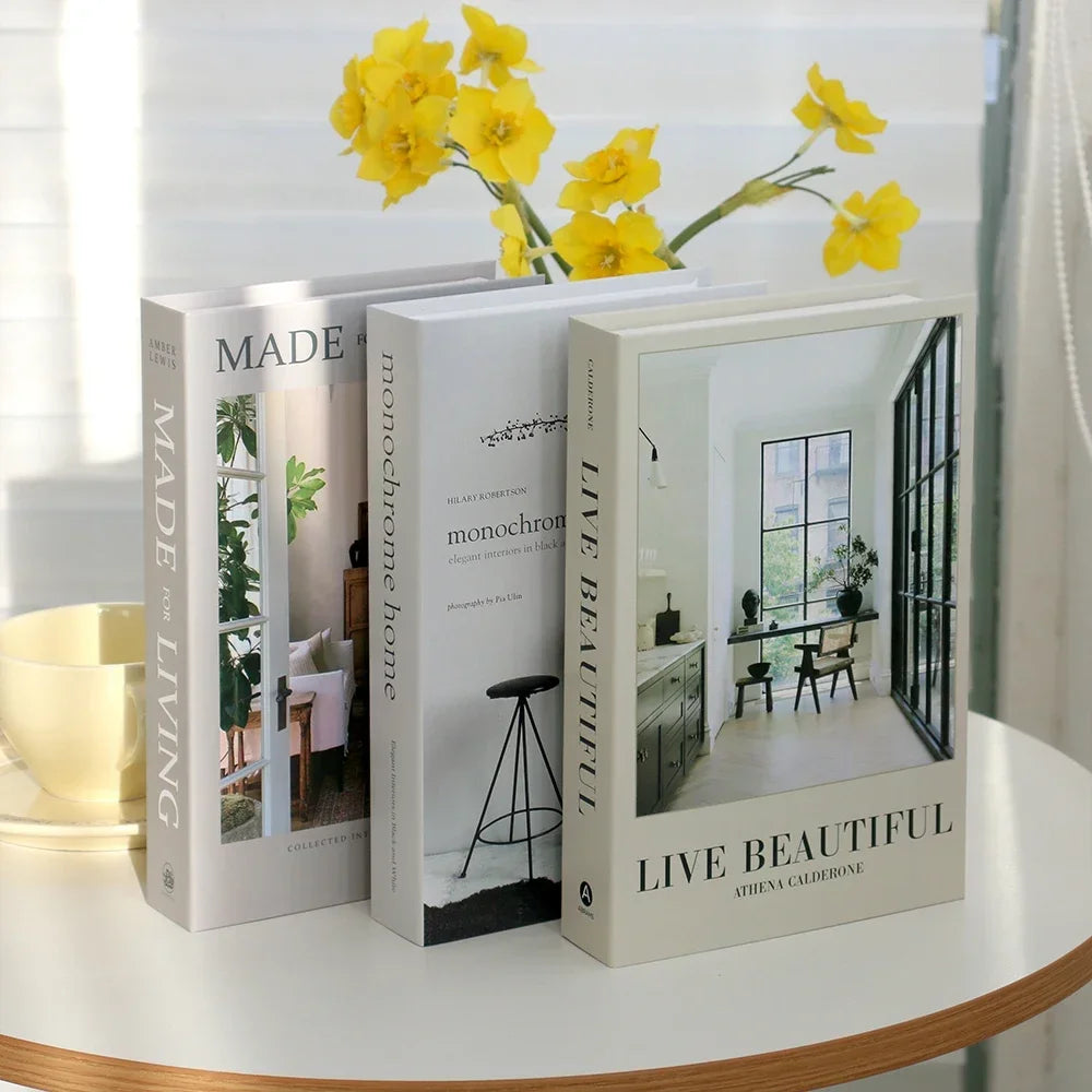 Lot de 3 Faux Livres Décoratifs – Accessoire Déco Table Basse Étagère Salon