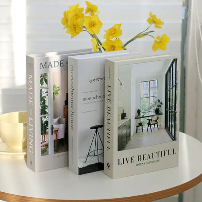 Lot de 3 Faux Livres Décoratifs – Accessoire Déco Table Basse Étagère Salon