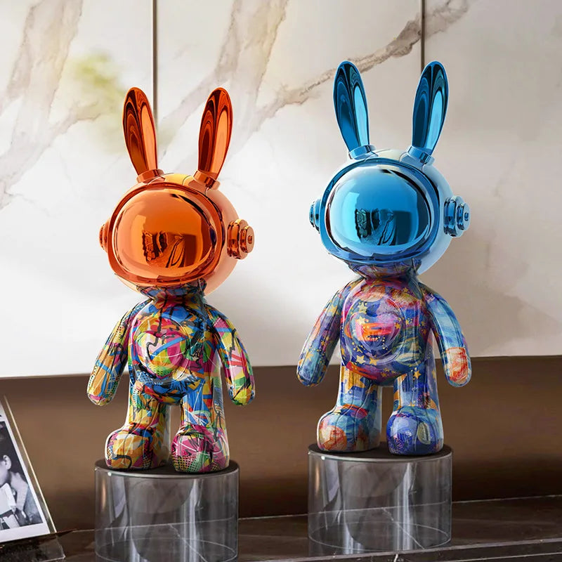 Figurine lapin robot Hollywood résine cartoon nordique déco