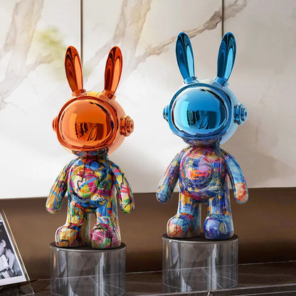 Figurine lapin robot Hollywood résine cartoon nordique déco