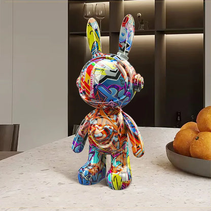 Lapin robot ardent or résine collector art toy tendance