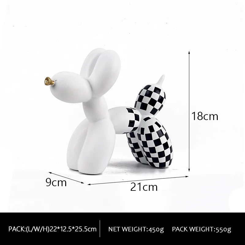 Balloon Dog damier profil résine pop art Jeff Koons style