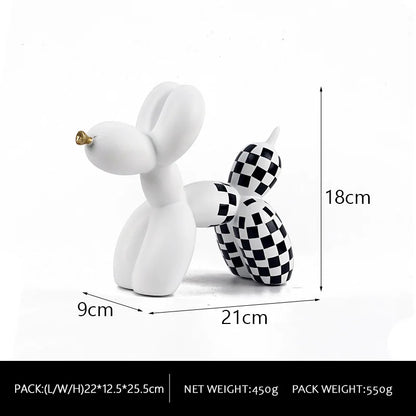 Balloon Dog damier profil résine pop art Jeff Koons style