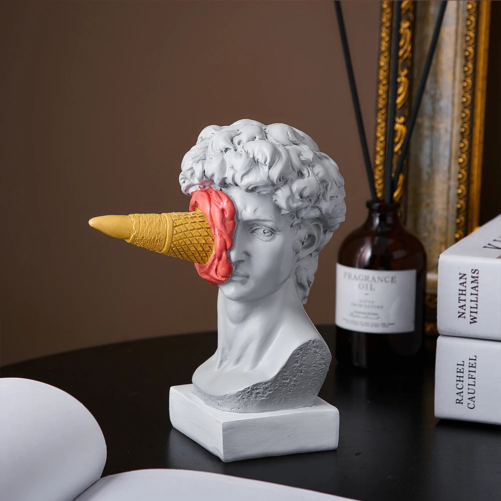 Statuette David pop art résine profil déco salon contemporain
