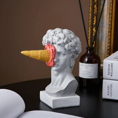 Statuette David pop art résine profil déco salon contemporain