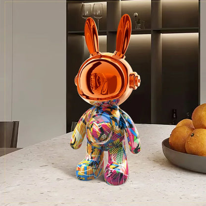 Figurines lapin robot cartoon nordique ambiance déco salon