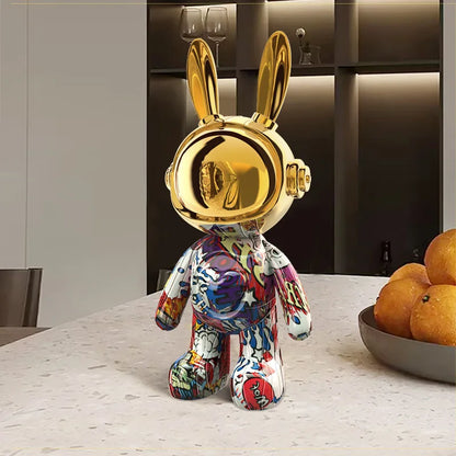 Figurine lapin Rhin résine déco scandinave bureau étagère