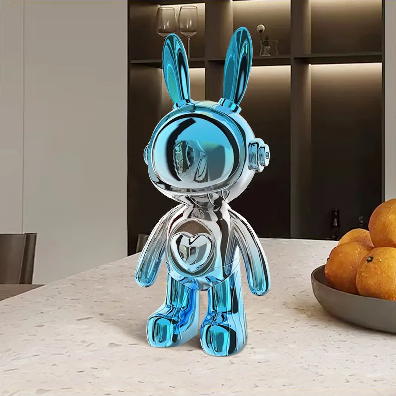 Figurine lapin argent étoilé résine déco nordique moderne