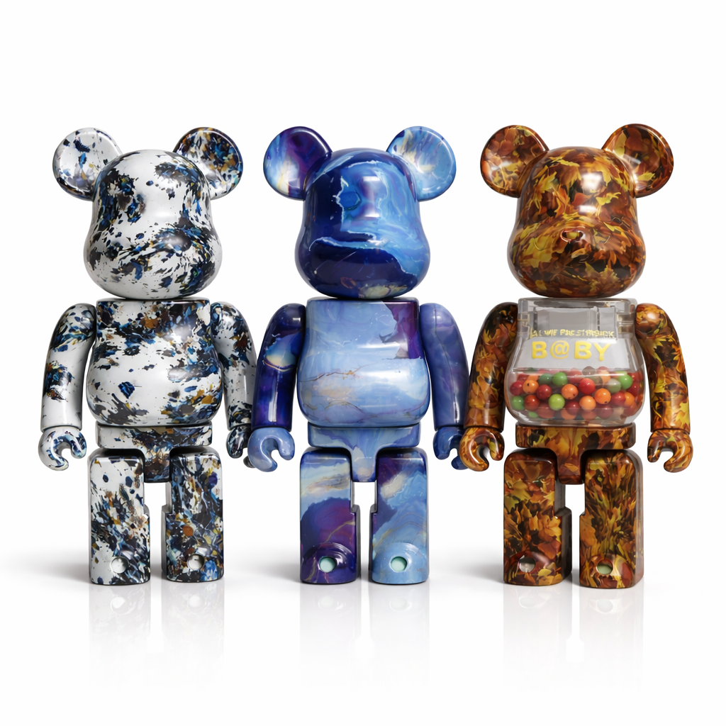Bearbrick Paint Black Marble 28cm effet marbre noir art contemporain