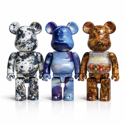 Bearbrick Paint Black Marble 28cm effet marbre noir art contemporain