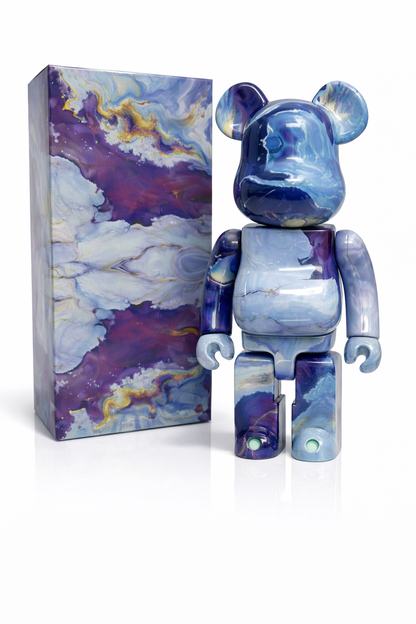 Bearbrick Paint Blue Marble 28cm effet marbre bleu design premium