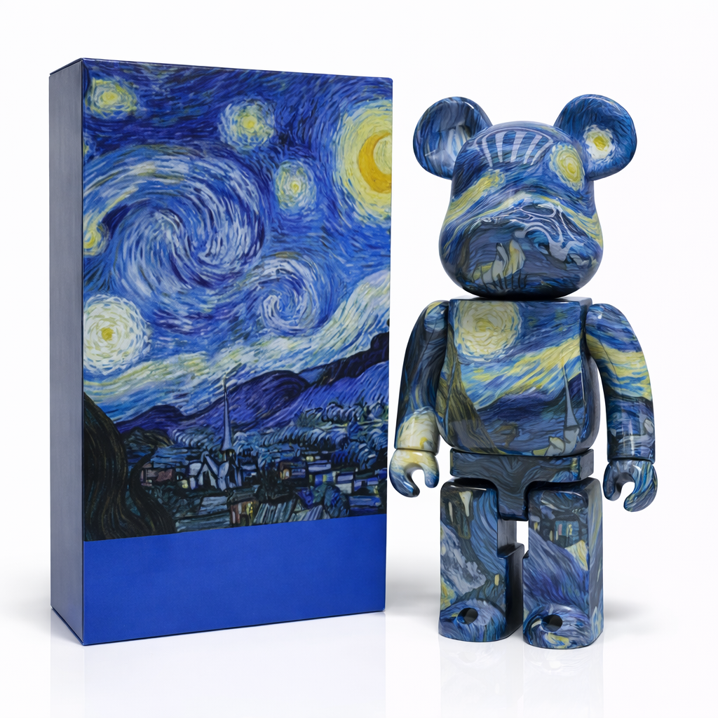 Bearbrick Van Gogh déco artistique pour salon bibliothèque amateur d'art