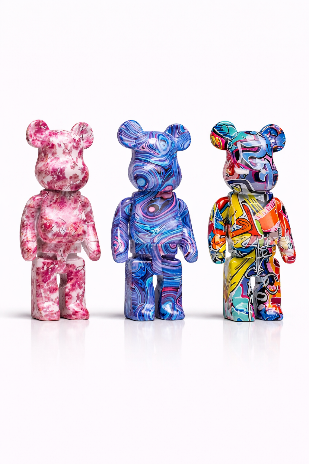 Duo Figurines Bearbrick Graffiti rose collector pop art